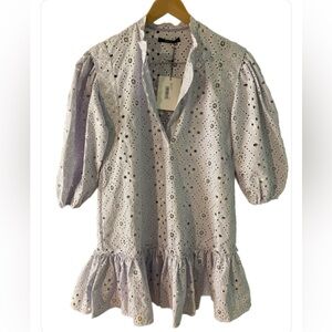 Deluc Dress Mini NEW w/tag Eyelet 1/2 Sleeve Size Small Stripe